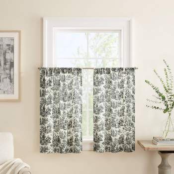2pk 52"x36" Charmed Life Floral Curtain Tiers Gray - Waverly