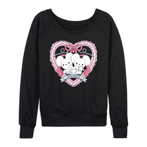 Women's - Pokémon - Maushold 3 Coquette Lightweight French Terry Wide Neck Long Sleeve Graphic Shirt - 1 of 4