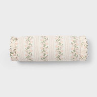 18"x7" Bolster Striped Floral Decorative Throw Pillow for Dorm - Threshold™