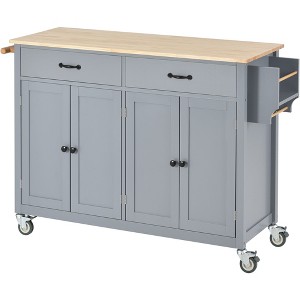 NicBex 2 Drawer Rolling Kitchen Island Cart with 2 Double-Door Cabinets,Kitchen Island on Wheels with Spice Rack,Island Table for Kitchen - 1 of 4