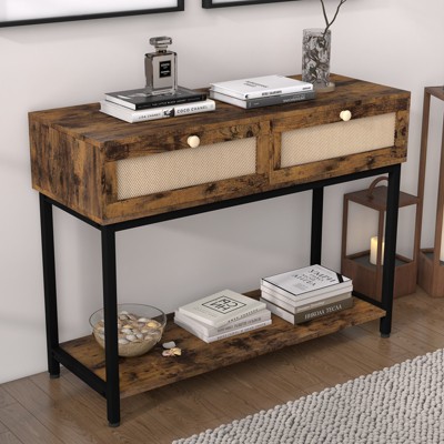 COZONY Entryway Console Table with 2 Drawers, Sofa Table Hallway Storage, Modern Farmhouse Accent Table