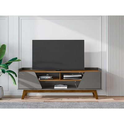 Marcus Grey and Natural 63" Mid-Century Modern TV Stand with Cabinet