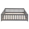 CAVINAS Kids Toddler Bed with Door,Full/Twin/Queen Size Floor Bed with Fence,Montessori Bed for Bedroom Playroom,Brown/White/Gray - 2 of 4