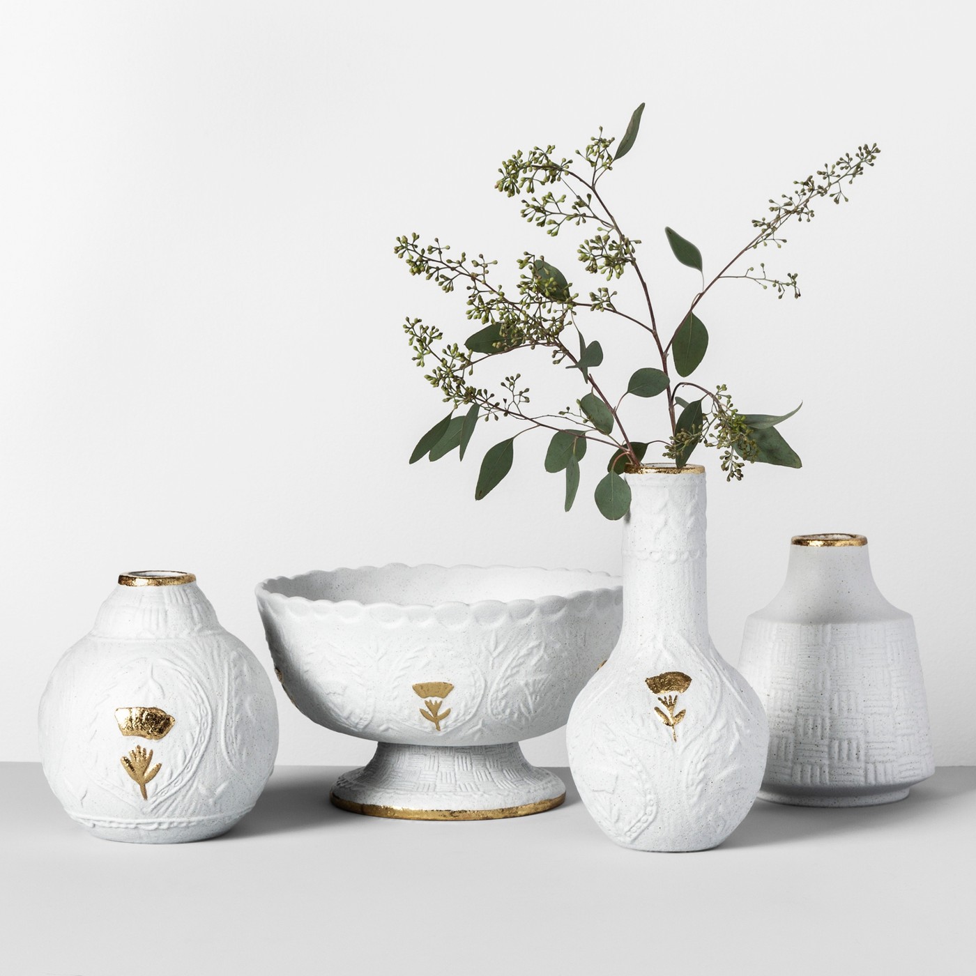10.8" x 6.1" Decorative Stoneware Bowl White/Gold - Opalhouseâ„¢ - image 3 of 4