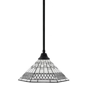 Toltec Lighting Any 1 - Light Pendant in  Matte Black with 16" Pewter Art Glass Shade - 1 of 1