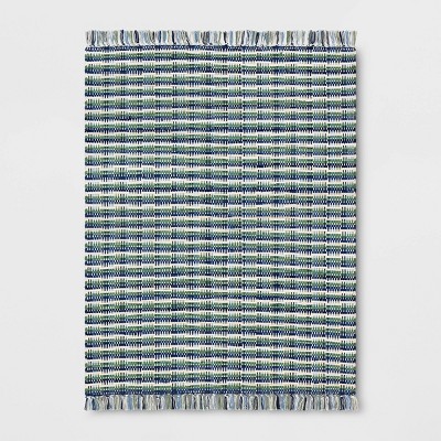 4'x5'6" Striped Chindi Handwoven Area Rug Green/Blue - Room Essentials™