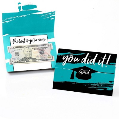 Big Dot of Happiness Teal Grad - Best is Yet to Come - Turquoise Graduation Party Money and Gift Card Holders - Set of 8