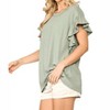 Women's Roxane Solid Slub Cotton Knit Shoulder Flutter Sleeve Top - GiGiO - 2 of 4