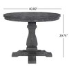 Gray Extendable Round Dining Table with Pedestal Base,Rustic Solid Wood Table Seats 4-6 for Kitchen & Dining Room–The Pop Home - 3 of 4