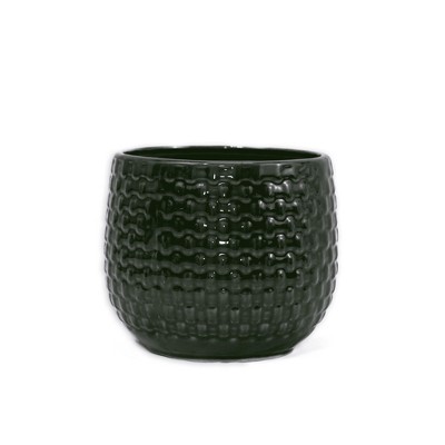 SpassWay 9" Dia Outdoor Indoor Ceramic Planter Pot Decorative Planter with Drainage Hole Patio Flower Pot