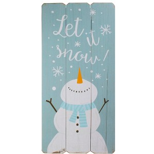 Northlight 24" Wooden 'Let It Snow' Snowman Hanging Christmas Wall Sign - 1 of 4