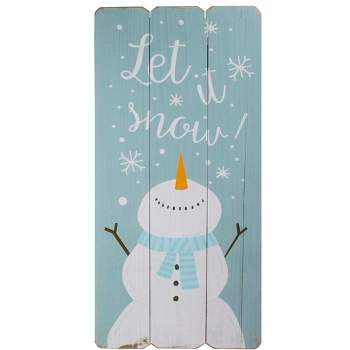Northlight 24" Wooden 'Let It Snow' Snowman Hanging Christmas Wall Sign