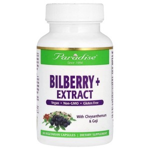 Paradise Herbs Bilberry + Extract with Chrysanthemum & Goji, 60 Vegetarian Capsules - 1 of 2