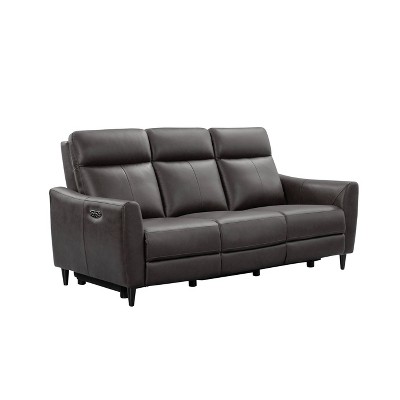 Gray leather power on sale reclining sofa