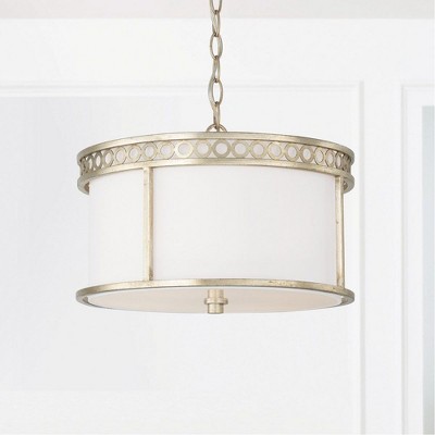 Winter Gold 4-Light Drum Pendant with White Fabric Shade