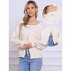 INSPIRE CHIC Women's Tie Front Cute Bow Crew Neck Lantern Long Sleeve Fall Trendy Sweater - 2 of 4