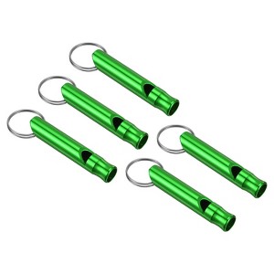 Unique Bargains Aluminum Alloy Camping Hunting Outdoor Survival Signal Whistles with Keychains 5 Pcs - 1 of 4