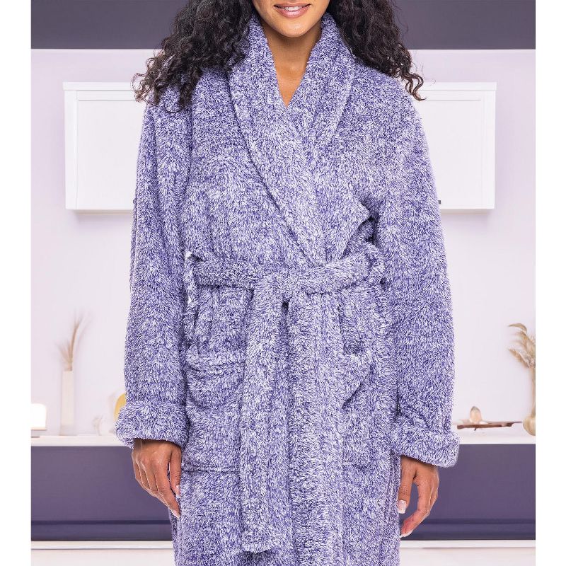 Women's Fuzzy Plush Fleece Robe, Warm Soft Bathrobe for Her, 6 of 9
