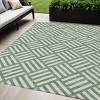 Green And Ivory Geometric Washable Indoor Outdoor Area Rug - 2 of 4