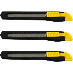 MotoProducts Bulk 5" Box Cutters Black with Snap-Off Blades and Safety Locks - 1 of 3