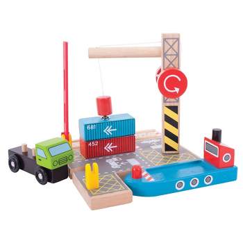 Bigjigs Rail Container Shipping Yard Wooden Railway Train Set Accessory