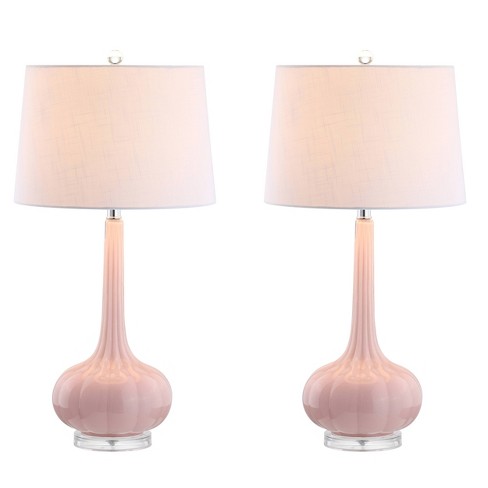 Bette Glass Teardrop Table Lamp, Light Pink Table Lamp Shade