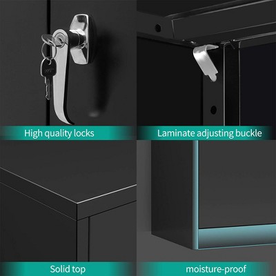 Black 42" Lockable Metal Office Storage Cabinet with Adjustable Shelves