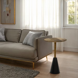 Royal Hampton 21.5" Side End Drink Table | Aluminum Cast Craftmanship I Crocodile Pattern - 1 of 4