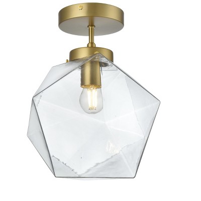 Elegant Lighting Lawrence 10 Inch Flush Mount Clear Shade in Satin Gold