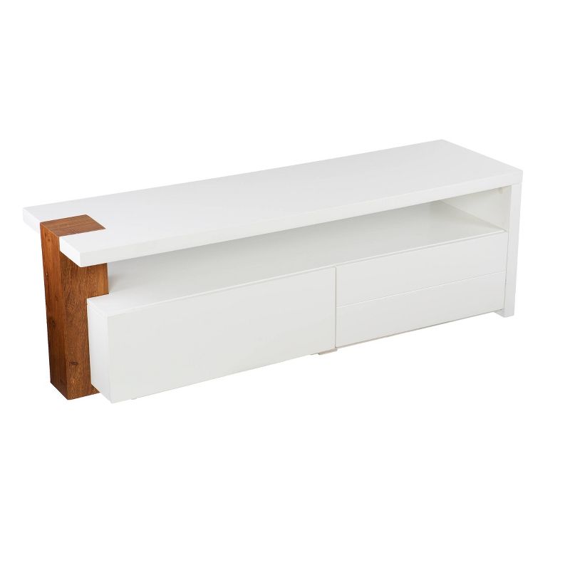 Cranelis Contemporary Media Stand with Storage White/Brown - Aiden Lane, 1 of 14