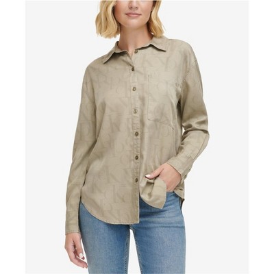 Calvin Klein Womens Boyfriend Fit Button Up Shirt