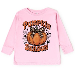The Juniper Shop Coquette Pumpkin Season Leopard Toddler Long Sleeve Tee - 3T - Pink - 1 of 4