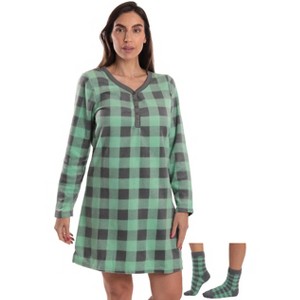 Just Love Womens Ultra-Soft Sleep Shirt Nightgown with Matching Fuzzy Socks - 1 of 4