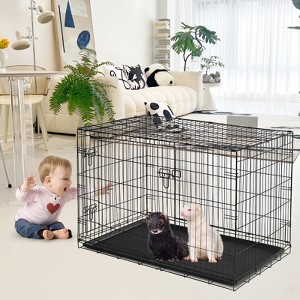 Portable Pet Cage for Small Animals - Thickened Steel Rabbit Cage with Slide-Out Tray, Removable Travel Cage for Rabbits, Guinea Pigs, Chinchillas - 1 of 4