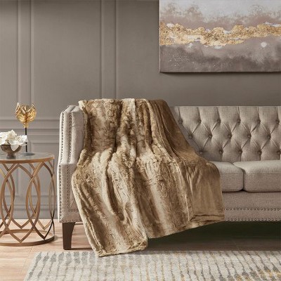 Sapphtopaz Oversized Faux Fur Throw Blanket, 60" x 70" Reversible Faux Mink Luxury Decorative Blanket, Throw Blanket for Couch, Fleece Blankets