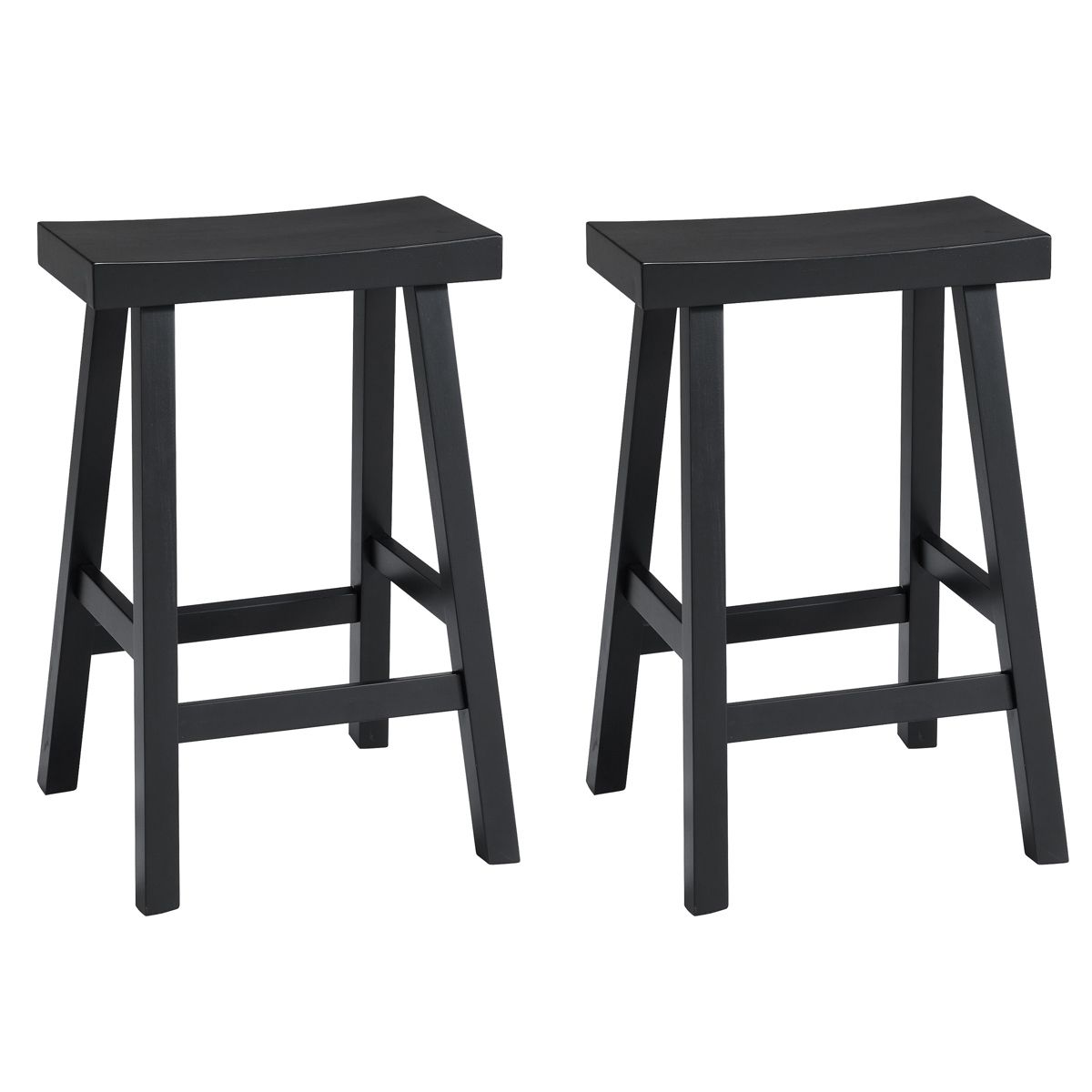 Alaterre Furniture Hayes Bar Stools Set of 2 - 27-Inch Tall Counter Height Bar Stools with Backless Saddle Seat and Footrests