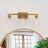 Dewdrop Industrial 3-Light Vanity Light in Brushed Brass Finish with Clear Glass Shades for Bathroom - 3 of 4