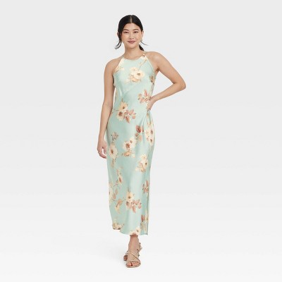 Women's Satin Halter Maxi Slip Dress - A New Day™