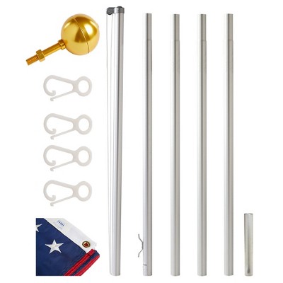 EZPOLE C-21 Traditional Classic Outdoor Adjustable Rope Flagpole Kit, 21 Feet with American Flag