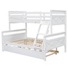 XIYUYEU Twin over Full Bunk Bed Pine Triple Bed Frame with Trundle and Inclined Ladder, White - 4 of 4