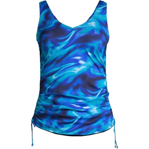 Lands' End Women's Petite Chlorine Resistant Adjustable V-neck Underwire  Tankini Swimsuit Top Adjustable Straps - 6 - Electric Blue Multi/swirl :  Target