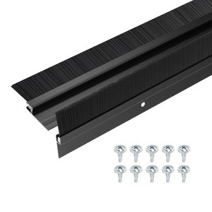Unique Bargains Aluminum Nylon Door Brush Bottom Sweeps 35.46" x 1.89" Black 2 Pcs - 1 of 4