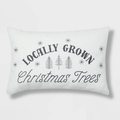 Locally Grown Christmas Trees Lumbar Pillow Reversible Green Plaid - Wondershop™