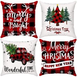 Brightown Grey Christmas Pillow Covers 18x18 Set of 4 Christmas Decorations - 1 of 2