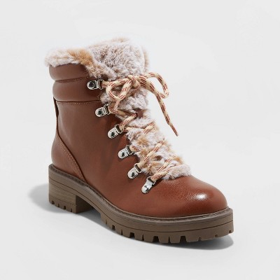 faux fur hiking boots