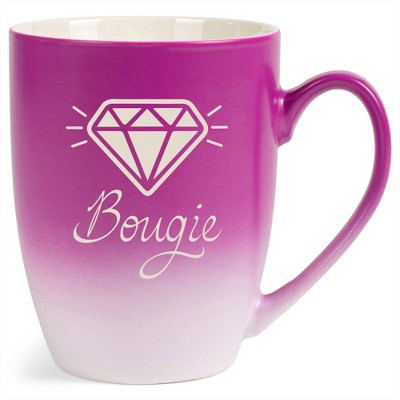 100 North Sparkling Diamond 10 Ounce Pink and White Two Toned Ombre, Comfortably Fits Your Hands, Ceramic Tea Coffee Cup Mug, Bougie