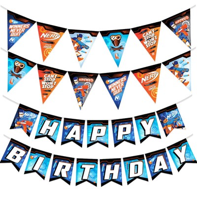 Treasures Gifted Nerf Banner & Pennants Kit - Nerf Party Supplies