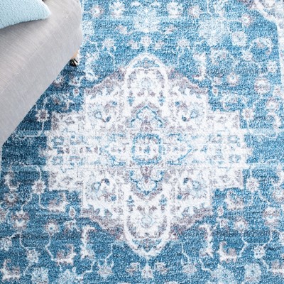Vintage Elegance 5'x8' Blue Cotton Blend Flatweave Area Rug