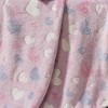 Plazatex Pink Hearts Soft & Cozy Glow in the Dark Throw Blanket Ideal for Bedroom & Living Room Decor 50"x60" Pink - 4 of 4