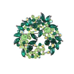 Anna-Kaci Xmas Crystal Rhinestone Floral Wreath Brooch Pin - 1 of 4